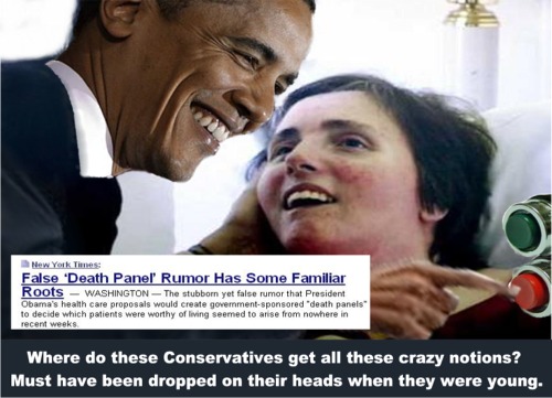 Obama pressing the “kill” button on Terry Schiavo