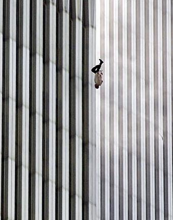 Man falling beside WTC on 9/11/01
